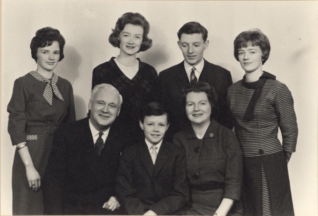 The Clery family, c. 1957. Rear: Ethna Jr, Joan, Dick, Georgina. Front: George, Gabriel, Ethna Sr.